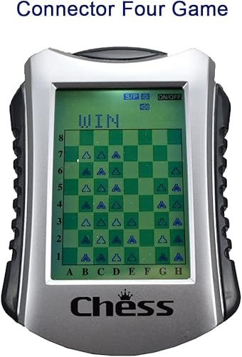 Miniatura 7 de Lyght Juego de ajedrez electrónico de mano, 20 niveles, 100 registros de ajedrez incorporados, juego integrado de conectar cuatro y damas,