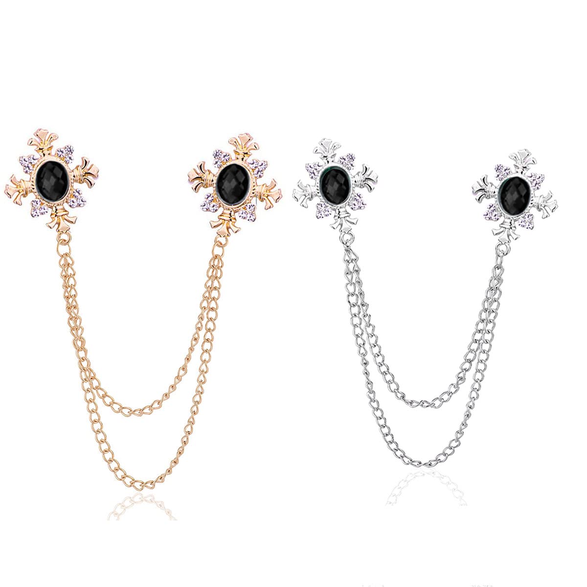 Collar Chain Pin for Men and Women - Hanging Tassel Brooch Lapel Pin for Business Suits - Bar Pin With Long Chain - Gifts