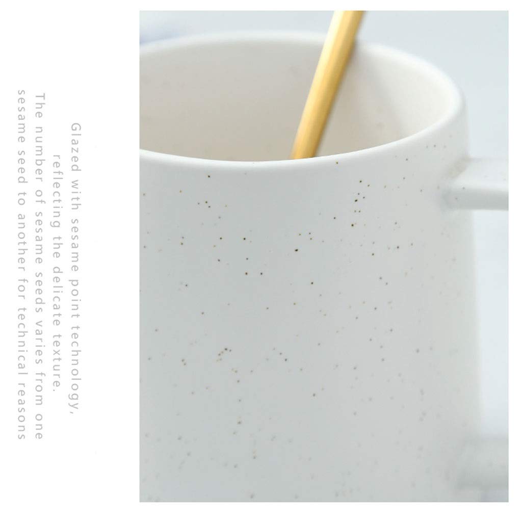 Kubek do kawy Matowy ceramiczny duży kubek porcelanowy Kawa Herbata Kakao Wielokolorowy biurowy kubek na wodę z łyżką (C)