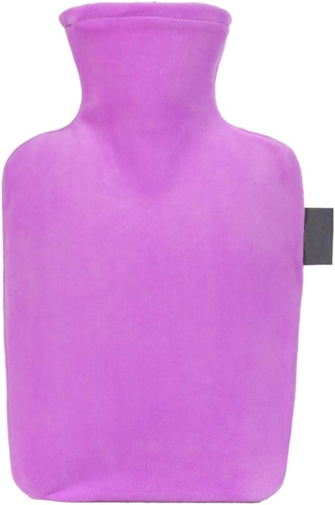 SKUZA Hot Water Bottle,PVC Hot Water Bottle 1.5 Liter Hot Water Bag with Fleece Cover for Bed and Hand Warmer Keep Warm Heated Pad (Color : Purple) (Color : Pink)