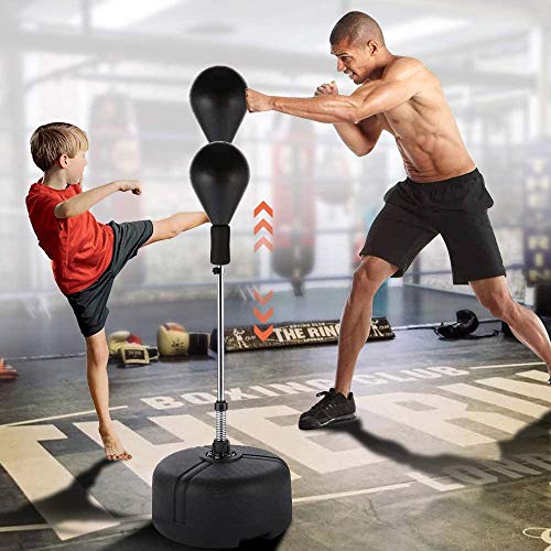 Hurbo Boxing Punching Bag with Stand Reflex Speed Punching Bag Adjustable Height for Adults & Teenagers (Black) - Thumbnail 7