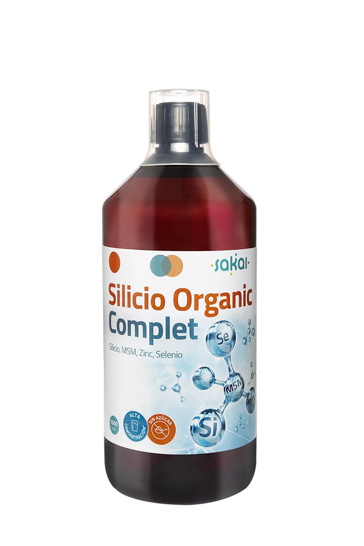 Silicio Organic Complet Sakai 1L | Silicio Orgánico Líquido con MSM, Zinc y Selenio | Suplemento Completo para Piel, Cabello, Uñas, Protección Antioxidante y Apoyo al Sistema Inmunitario