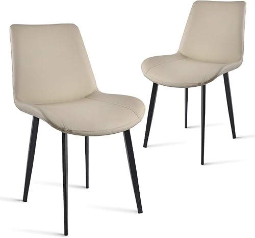 Miniatura 10 de Sillas de comedor, modernas sillas de comedor de piel sintética con patas de metal resistentes, asiento tapizado, sillas laterales decorativas