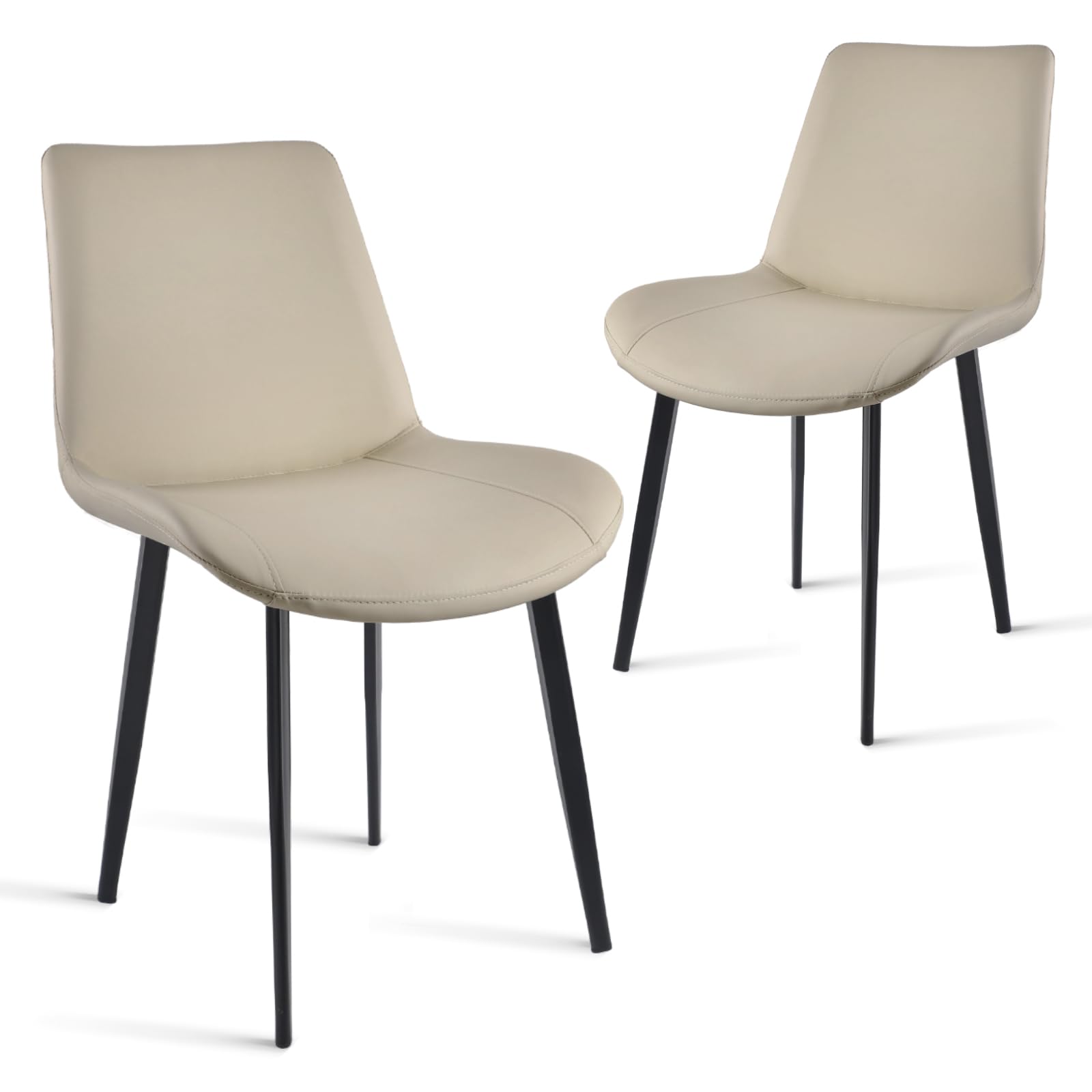 AmoUnico Dining Chairs, Modern PU Leather Dining Room Chair with Sturdy Metal Legs, Upholstered Seat Dinner Chairs Accent Side Chairs for Indoor