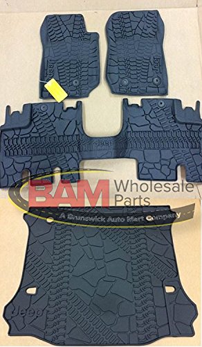 2016-2017 Jeep Wrangler Unlimited 4-Door Slush Mats Cargo Mat Kit OEM All Weather Mopar 82213860 82213184