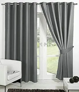 Panipat Textile Curtain Polyresin Solid Window Curtain, 5 Feet, Grey, Pack Of 1., Grommets, Washable, Eyelet