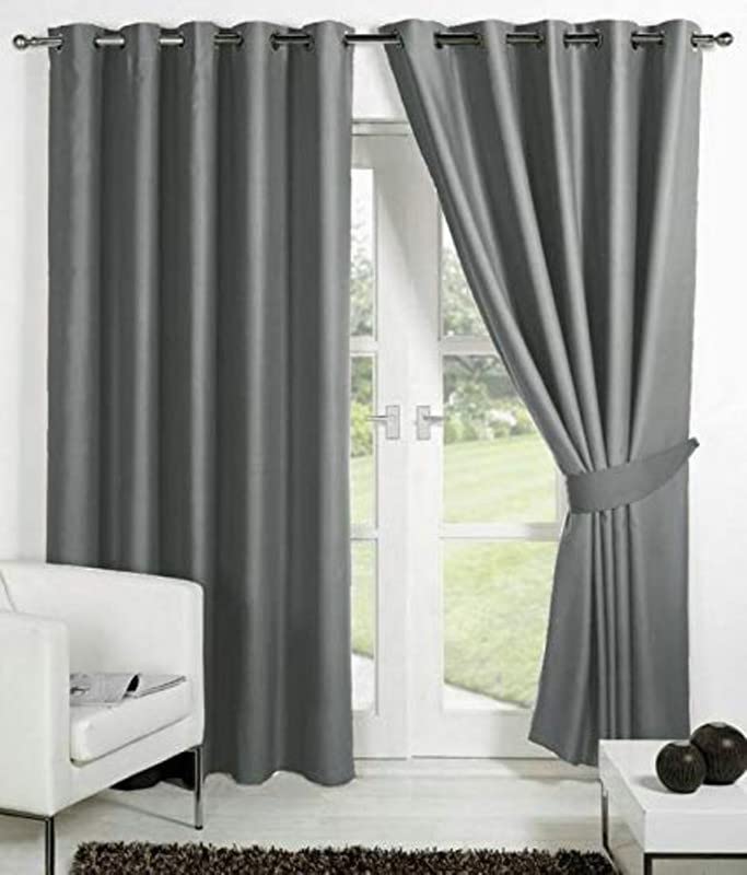 Polyester Plain Light Filtering Curtains 7 feet for Door Living Room Bedroom Grey Solid Curtain, Set of 1 Piece-image-26