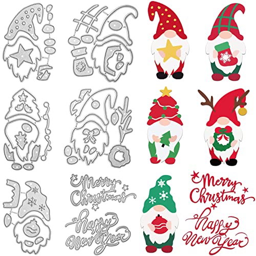 7 Troqueles de Metal Navidad Troqueles de Corte Feliz Navidad Troqueles de Gnomos de Papá Noel Troqueles de Plantilla de Grabado en Relieve de Acero al Carbono de Navidad Molde de Plantilla Cover