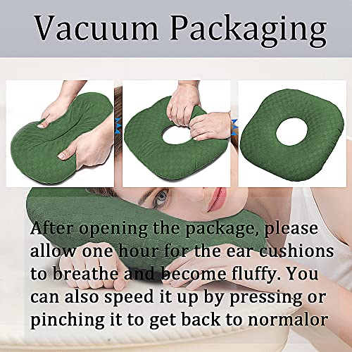 Image of Ear Piercing Pillow for Side Sleepers, Pillow with an Ear Hole for CNH and Ear Pain Ear Inflammation Pressure Sores, O-Shaped Side Sleeping Pillow, Ear Guard Pillow(Dark Green)