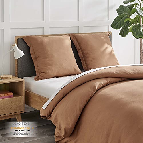 Image of Levtex Home - 100% French Flax Linen - Euro Sham - French Flax Washed Linen - Sandstone - Sham Size (26x26in.), No Insert