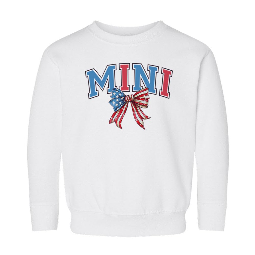 Mini Patriotic Bow Kids Sweatshirt Toddler 3T White