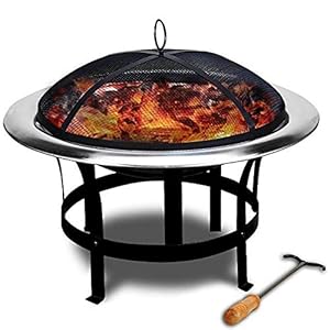 Feuerstelle Ø 75 cm Edelstahl | Hakenfunken, Feuerschale, Feuerkorb, Garten | Multifunktional für Outdoor Camping Versorgung mit Rundform (DF-FS3030-C)