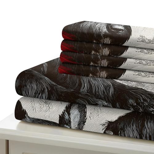 Parure de Lit Terrier Écossais Microfibre Résistante et Housse Douce avec Zip 260x220