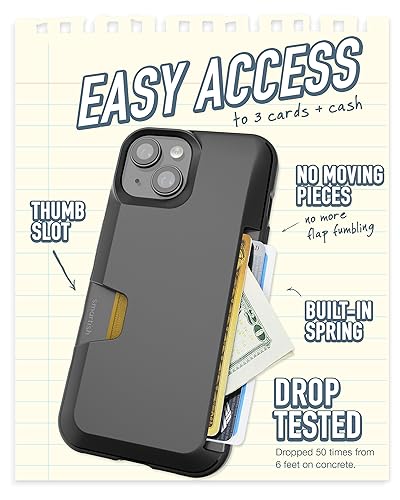 Image of Smartish iPhone 15 Wallet Case with Crossbody Lanyard Strap - Wallet Slayer Vol. 1 - [Slim + Protective] Credit Card Holder with Universal Detachable Shoulder Neck Strap - Black Tie Affair