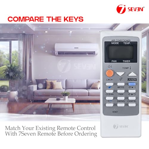 Image of 7SEVEN Compatible with Sharp AC Remote Control CRMC-A820JBEZ Model 76B Suitable for Split and Window 1 1.5 2 Ton Air Conditioner - Match Each Keys Exactly to Replicate Genuine Remote Function