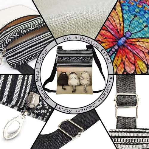 Funny Couch Cat Messenger Bag Small Ethnic Pattern Printed Adjustable Strap Crossbody Zipper Pouch Funny Couch Cat Phone Organizer Wallet Cute Shoulder Handbag for Women-34