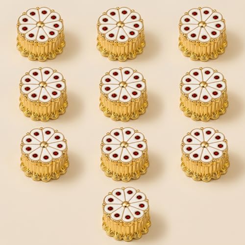 LOVENSPIRE Elegant White Haldi Kumkum Holder (1.1 x 0.5 Inch) Traditional Roli Chawal Container for Weddings, Puja, Housewarming & Return Gifts 10Pcs