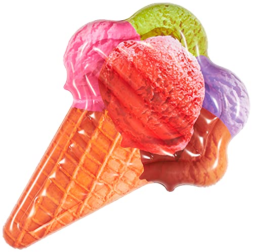Bestway 43183 - Colchoneta Hinchable De Helado De Cono Colorido 188X130 Cm Para Un Adulto Con Dos Cámaras De Aire Y Válvula De Seguridad Para Inflado Rápido
