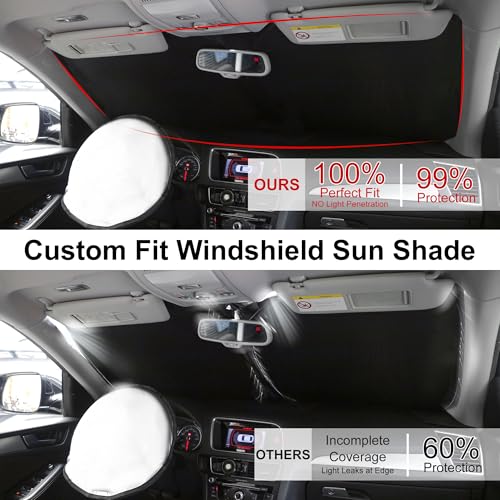 Image of YYCKE Windshield Sun Shade Accessories Compatible with 2022 2023 2024 2025 EV6 for Kia Foldable Sunshade Sun Visor Blocks UV