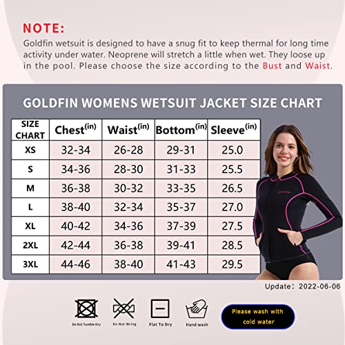 image for GoldFin Womens Wetsuit Top, 2mm Neoprene Wetsuit Jacket Long Sleeve We
