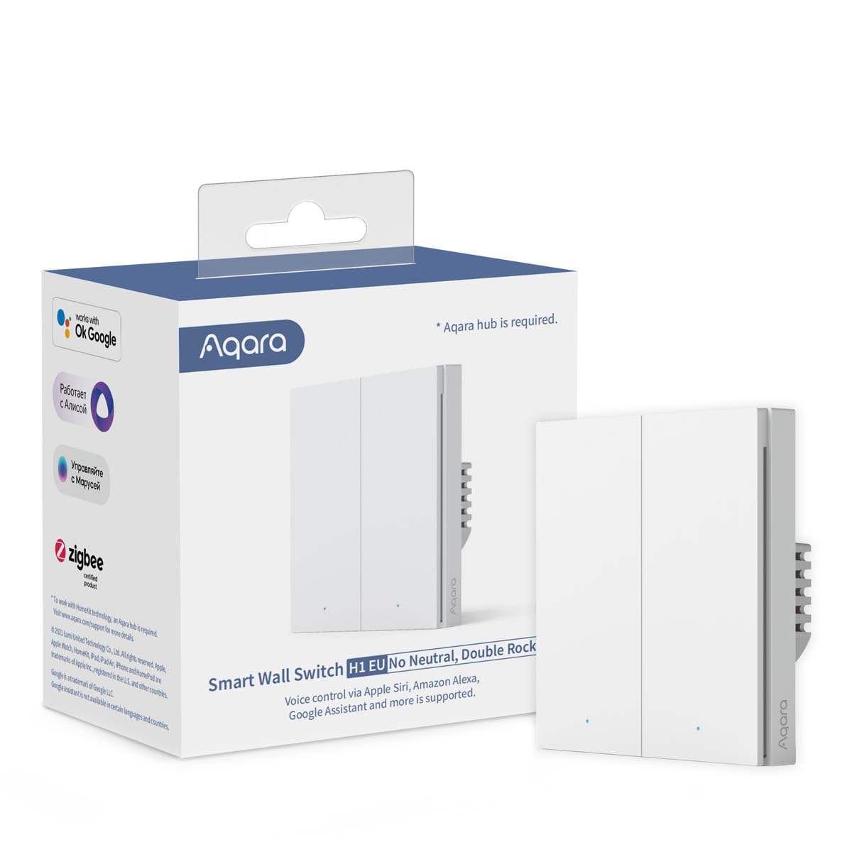 Aqara Wall Switch H1 Global Version (No Neutral, Double Rocker)
