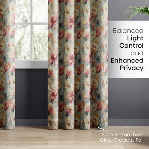 Image of haus & kinder Blackout Door Curtains 7 Feet Long Pack of 2 Door Curtains, 7 Feet Curtains for Door, 100% Room Darkening (Floral Canvas, 114x213 CM)