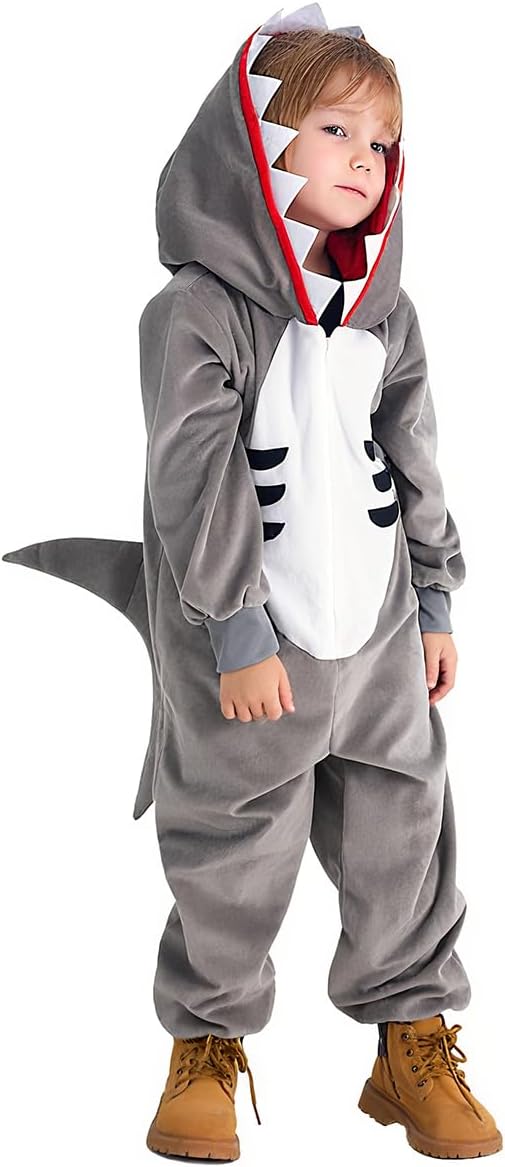 Kids Onesie Pajama Costume, Plush Animal Sleepwear for Boys Girls, Perfect for Halloween Cosplay & Christmas Outfit - Image 4