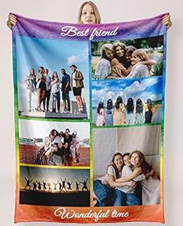 Personalised Blanket Custom with Picture Text Throw Blanket, Customized Photo Gift Birthday, Holiday, for Dad, Mom, Kids, Pet, Friends or Couples (9 Photos)