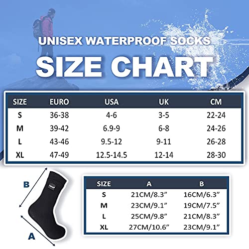 Fullsheild Men’s Waterproof Hiking Socks, Unisex Breathable Outdoor Athletic Hiking Wading Trail Running Skiing Crew Socks Black L #TOP3