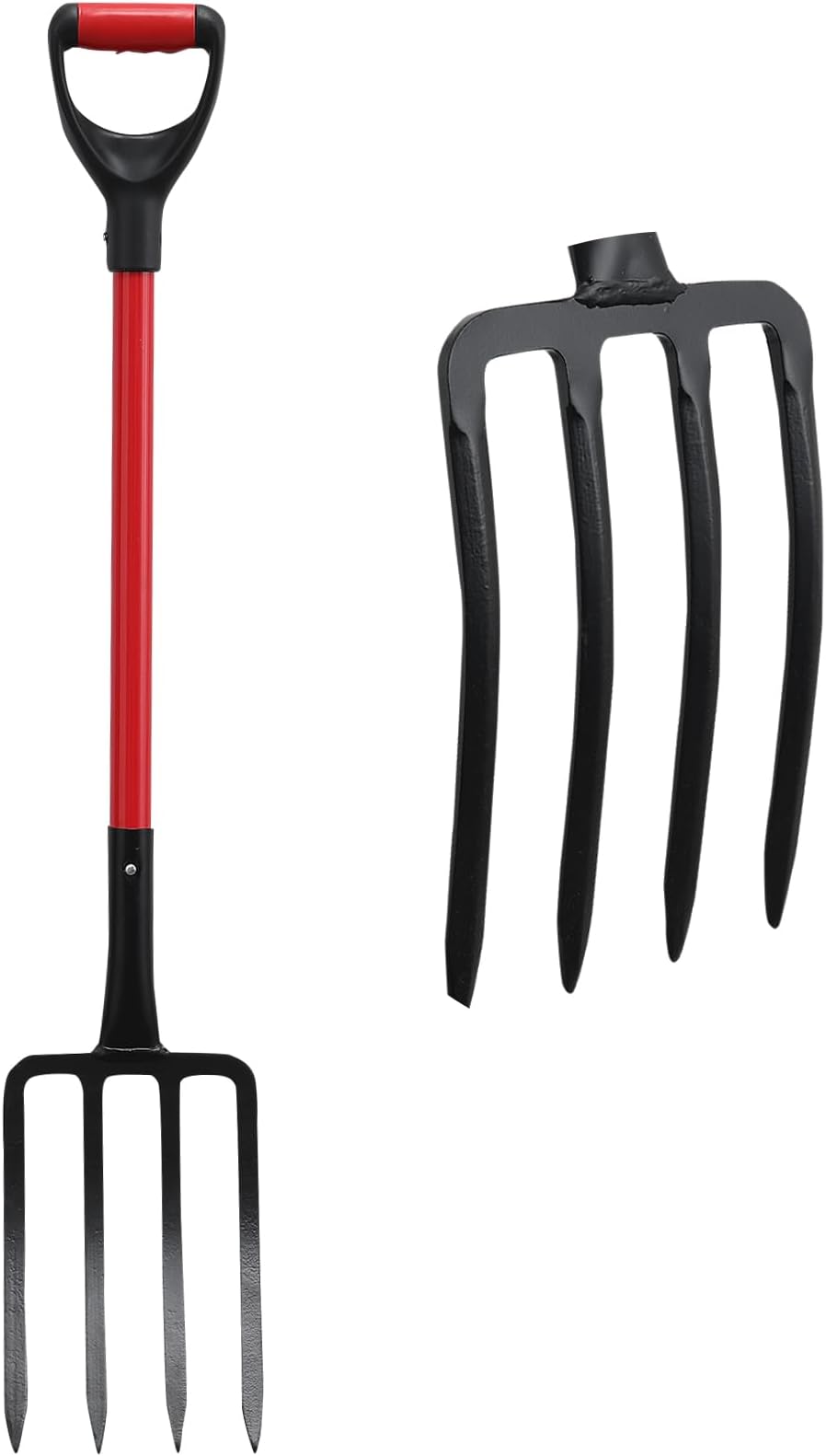 Pitchfork Garden Tools, Heavy Duty Broadfork Yard Tools with 30 inch Metal Handle for Gardening Digging, Mulching