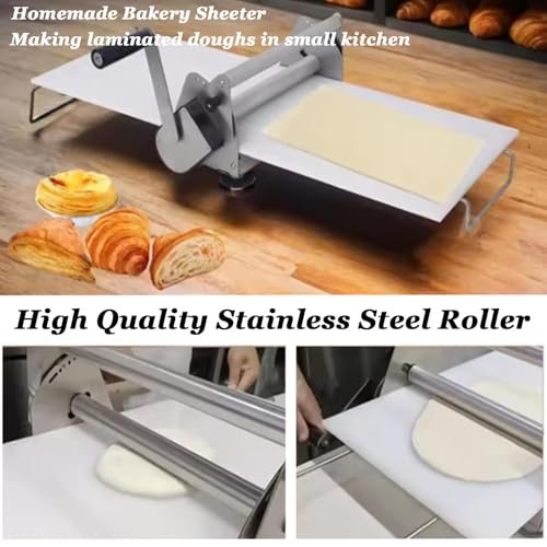 Macchina per sfogliare l'impasto, rullo manuale di spessore regolabile per croissant, pasta per pizza e pasta sfoglia - perfetto per panetterie, RS101