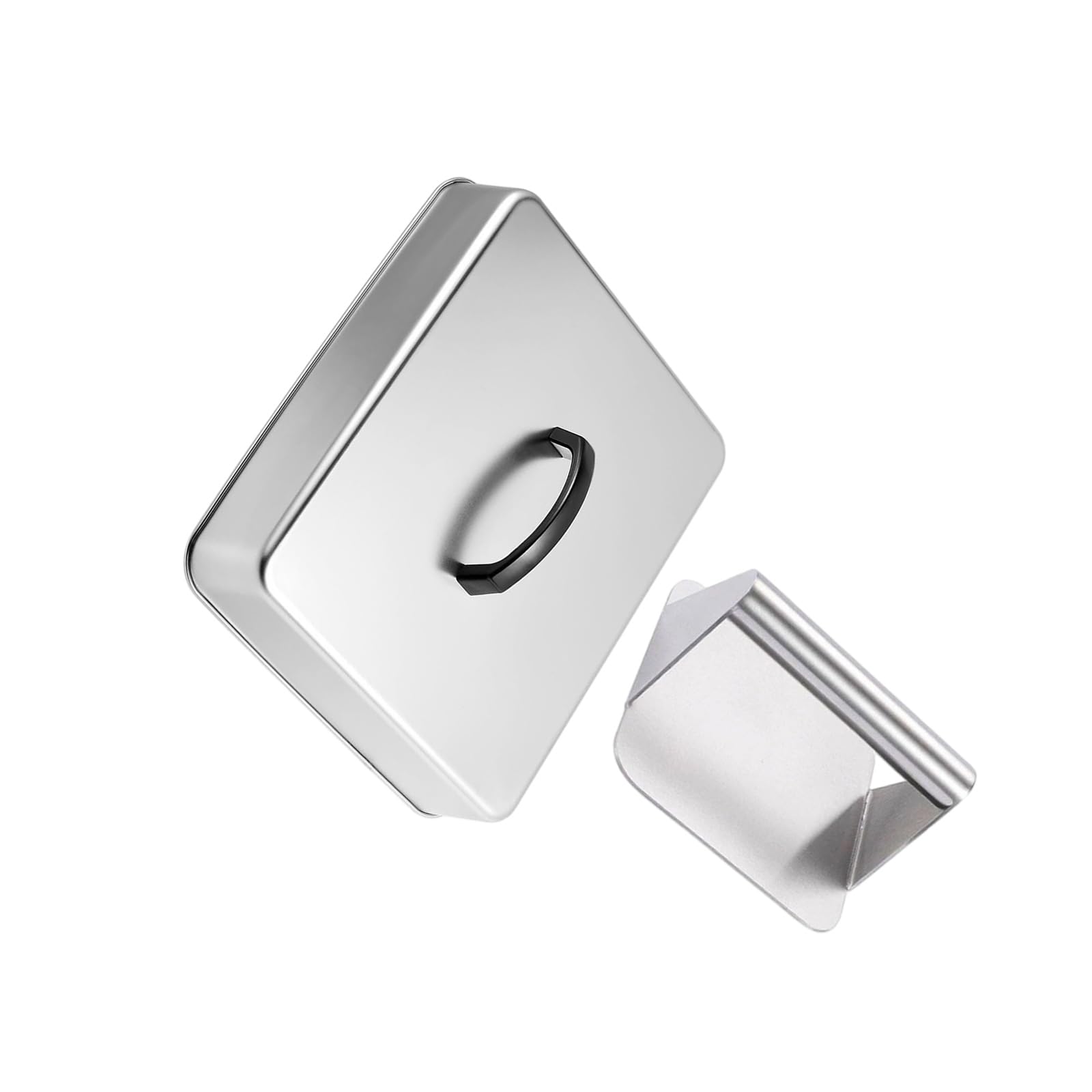 MALSSE Sturdy Stainless Steel Press with Lid and Fish Turner for BBQ Kitchen Heat Retention Pan Cover