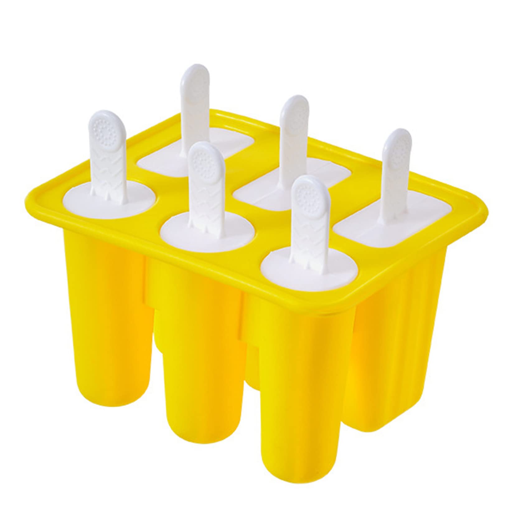 Popsicle Molds for Kids 6 Cavity Ice pops Molds Silicone BPA Free Ice Cream Maker Mould for DIY Handmade with Popsicle Sticks Yellow, Lolly Cream Moulds