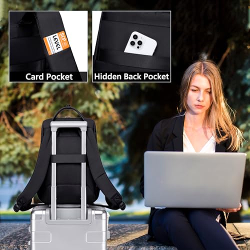 Image of Chantria Slim Backpack for Women Stylish 14-inch Laptop Bag 13L Multi-pocket Water-resistant Daypack with Top Handheld & Luggage Strap,Ladies Backpack for Office Casual College