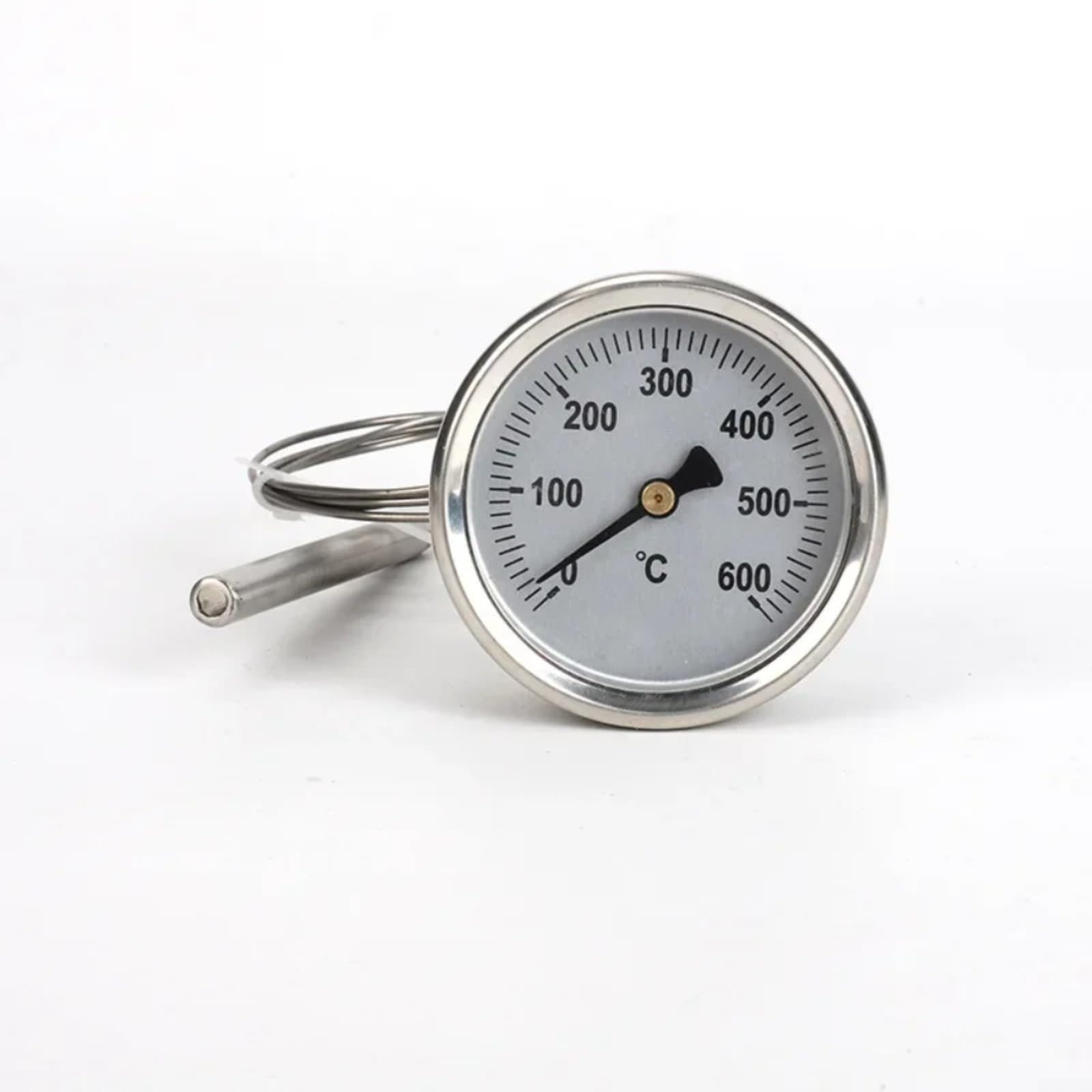 ZYNCUE Termometro industriale in acciaio inox 0°C-600°C con sonda da 1 m per forni, caldaie e camini, manometro antiruggine
