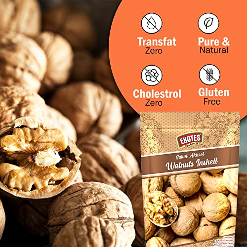Image of Exotes Popular Inshell Walnuts Pouch, 250 g (Pack of 2)