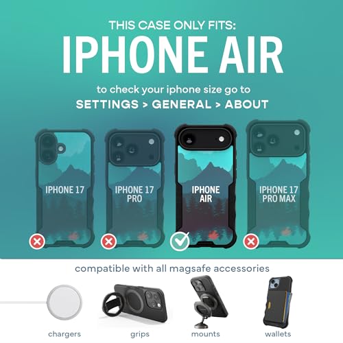 Image of Smartish iPhone Air MagSafe Case - Gripzilla Protective Magnetic Case for Men [Rugged + Tough] Military Grade Heavy Duty Grip Armor - Drop Tested for iPhone Air - Moving Mountains