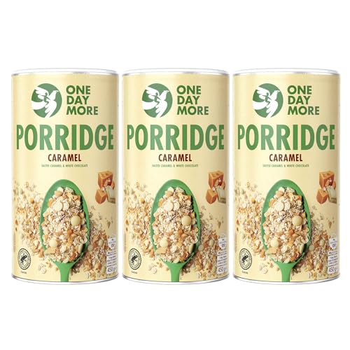 OneDayMore Karamell Porridge | 1350g Haferbrei Müsli | Haferflocken Frühstück Aus 100% Natürlichen Zutaten | Gesunde Snacks Essen | 3-pack