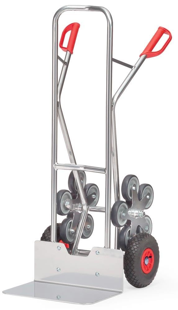 Fetra Alurohr-Treppenkarre, Traglast 200 kg, Schaufel mit Luftbereifung, 2 Fünfarmigen Radsternen, 1 Stück, 1300 x 590 mm, alu, AK1328