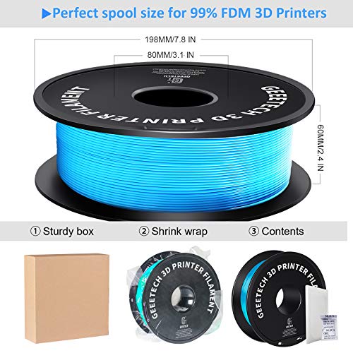 Image of Geeetech 1.75mm PLA 3D Printer Filament, 1kg Spool (2.2lbs), Upgrade Tidy Winding Tangle-Free, Dimensional Accuracy + /- 0.02 mm, Water Blue