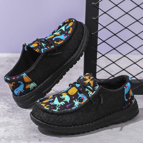 ZISTRO Boys Slip-On Shoes Light-Weight Loafers Dinosaur Lace Up Casual Boat Shoes(Toddler/Little Kid/Big Kid)4