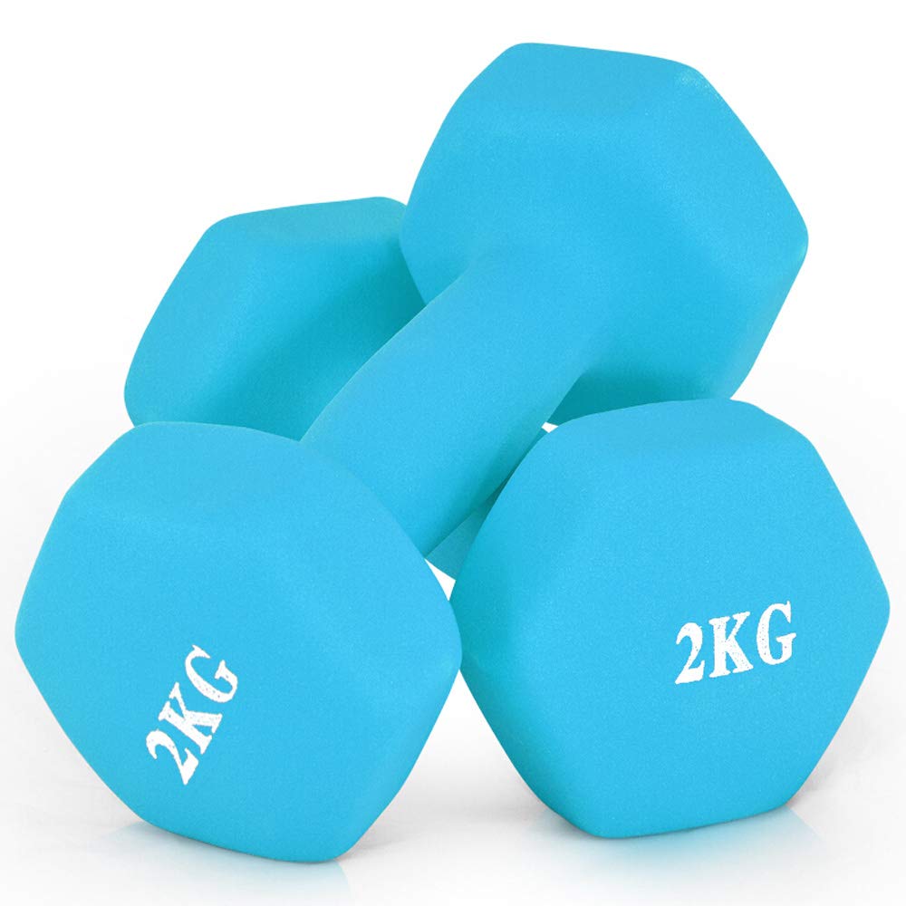Neopreno Dumbells, Juego de 2 Pesas de Mano Pesas, Pesas Gimnasio en casa Aptitud Mano Brazo Pilates Pesas Conjunto, Pesas Disponibles - 2 kg, 3 kg, 4 kg (Que se Vende como un par)