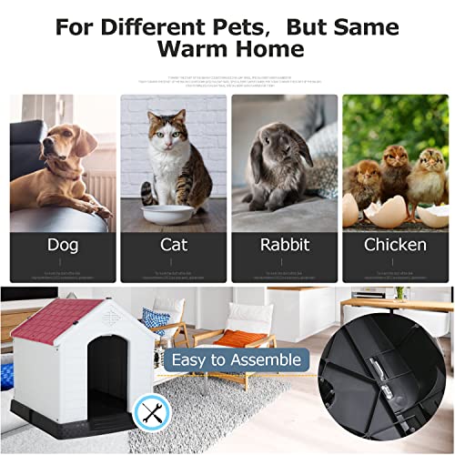 image for BestPet 28Inch Large Dog House Insulated Kennel Durable Plastic Dog Ho