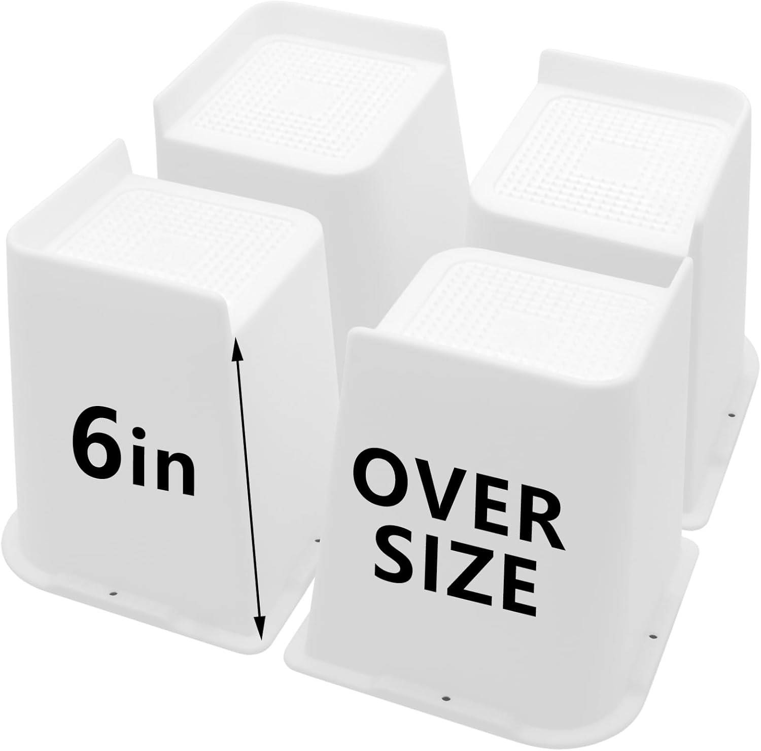 Bed Risers 6 inch Heavy Duty, 4 Pack Oversized Furniture Risers, White Bed Lifts Risers for Table, Sofa, Chair, Couch, Desk, Bed Frame Risers Supports Up to 6,500 Lbs 6 inch White-4 Pack