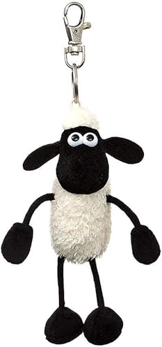 Aurora World Shaun The Sheep Plush 61176 - Clip para mochila, color blanco y negro, gran idea de regalo, 3.5 x 2.8 x 5.5 in