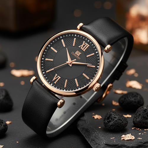 Image of IIK COLLECTION Watches for Women Round Dial |Analogue Quartz Movemnet Ladies Watch|Long Battery Life|Leather Bracelet Strap|Buckle Lock Clasp Safety Watches for Girls