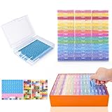 KIMIGO 45 Stück Diamond Painting Zubehör Boxen,Diamant Painting Bilder Komplett Kits,2-in-1 Diamond Painting Aufbewahrungsbox Schiffchen mit Deckel für Kleinteile, Maniküre, Perlen, Strasssteine
