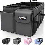 HOTOR Foldable Trunk Organizer - SUVs & Sedans, Sturdy Car Organization With 2 Compartments, Black, 23.6'14.2'10.6'