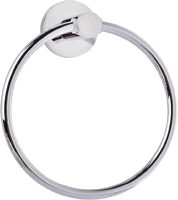 DEGY Stainless Steel Bathroom Towel Ring, Round Towel Rail, 6.3 inches/16cm, Wall Mounted Towel Hanger with Fixing Accessories (Silvery White)