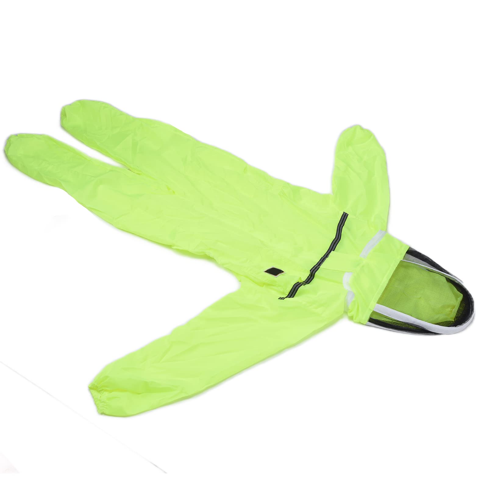 Traje de apicultura, mono de apicultor de una pieza verde fluorescente con cremallera frontal para protección contra picaduras de colmenar